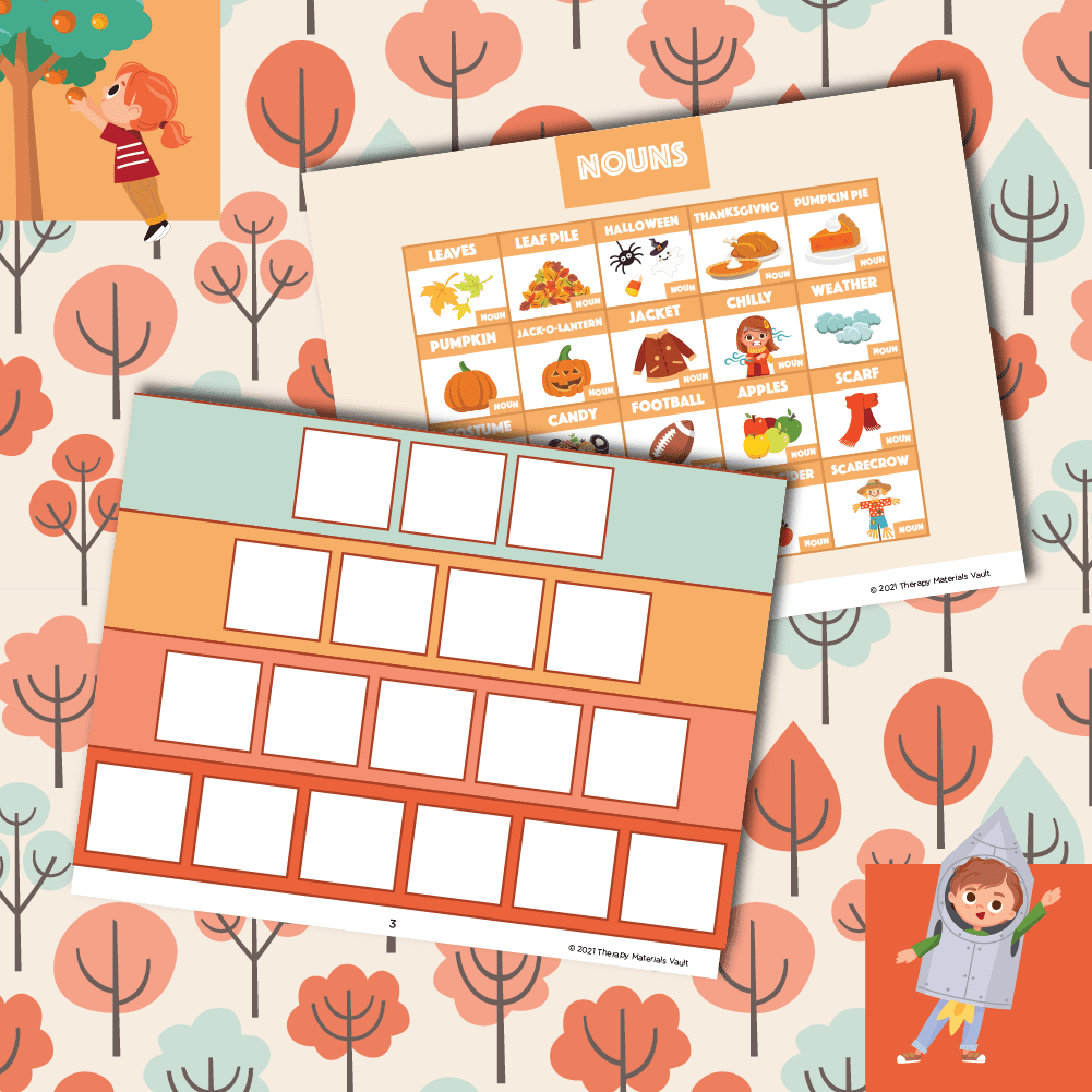 Autumn Verb Sentence Strips TMV